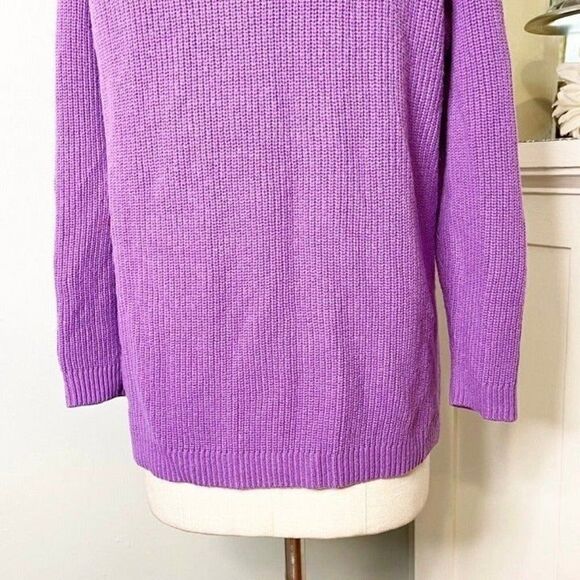 Talblots Purple Mock Neck Cable Knit Sweater Medium - Picture 7 of 10